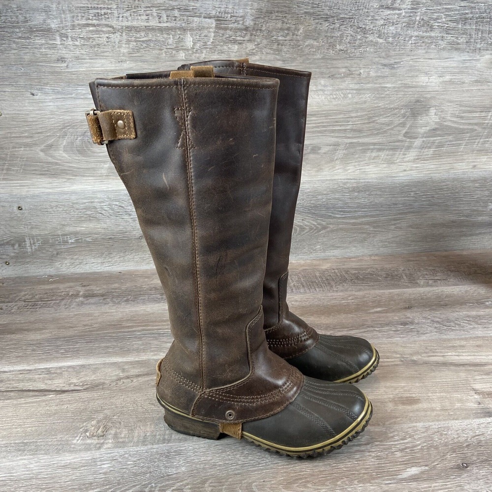 Sorel Slimpack II Knee High Tall Riding Boots Brown sz 7 Waterproof Equestrian